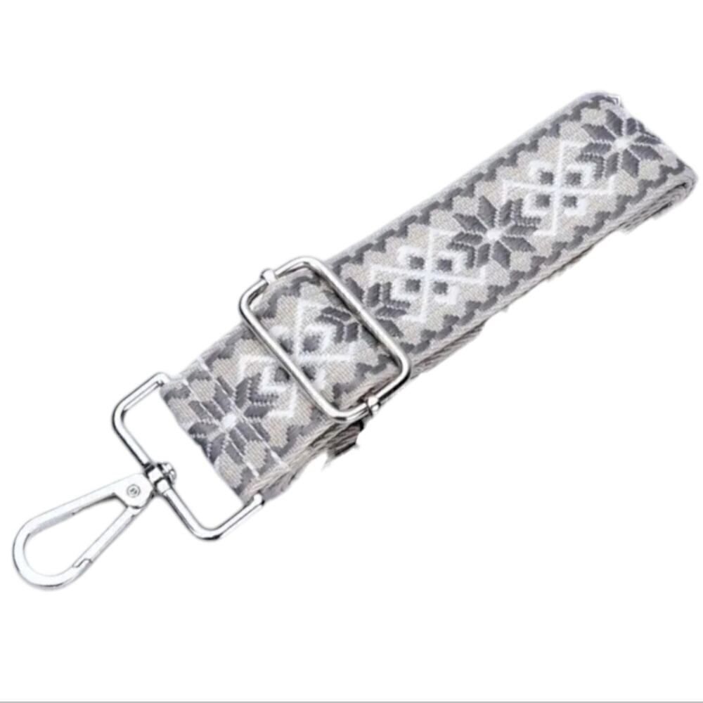 Chic Embroidered Adjustable Bag Strap Beige and Grey - Picture 5 of 6